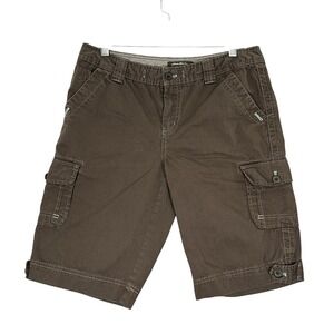 Eddie Bauer Cargo Shorts Women 8 Brown Excellent Cotton Multi-Pocket Outdoor